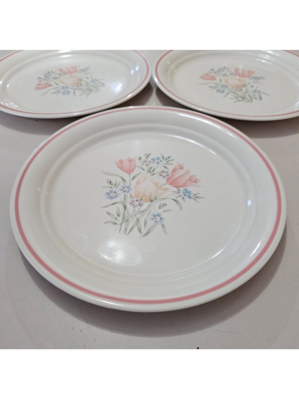 3 Corelle French Garden Luncheon Plate 8.5" vintage flower Corning USA 1980s - Picture 3 of 8